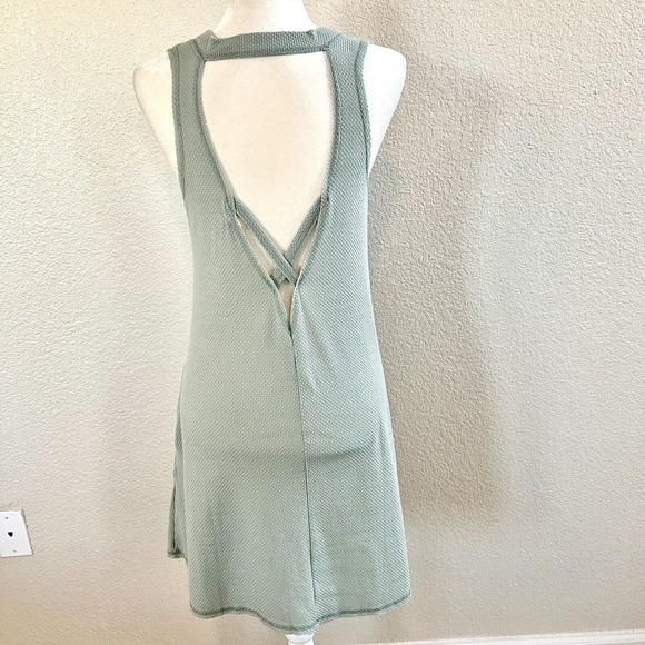 Flawless Green Fit & Flare Shirt Sun Dress Size Small Thin Knit Light Open Back - Picture 6 of 15